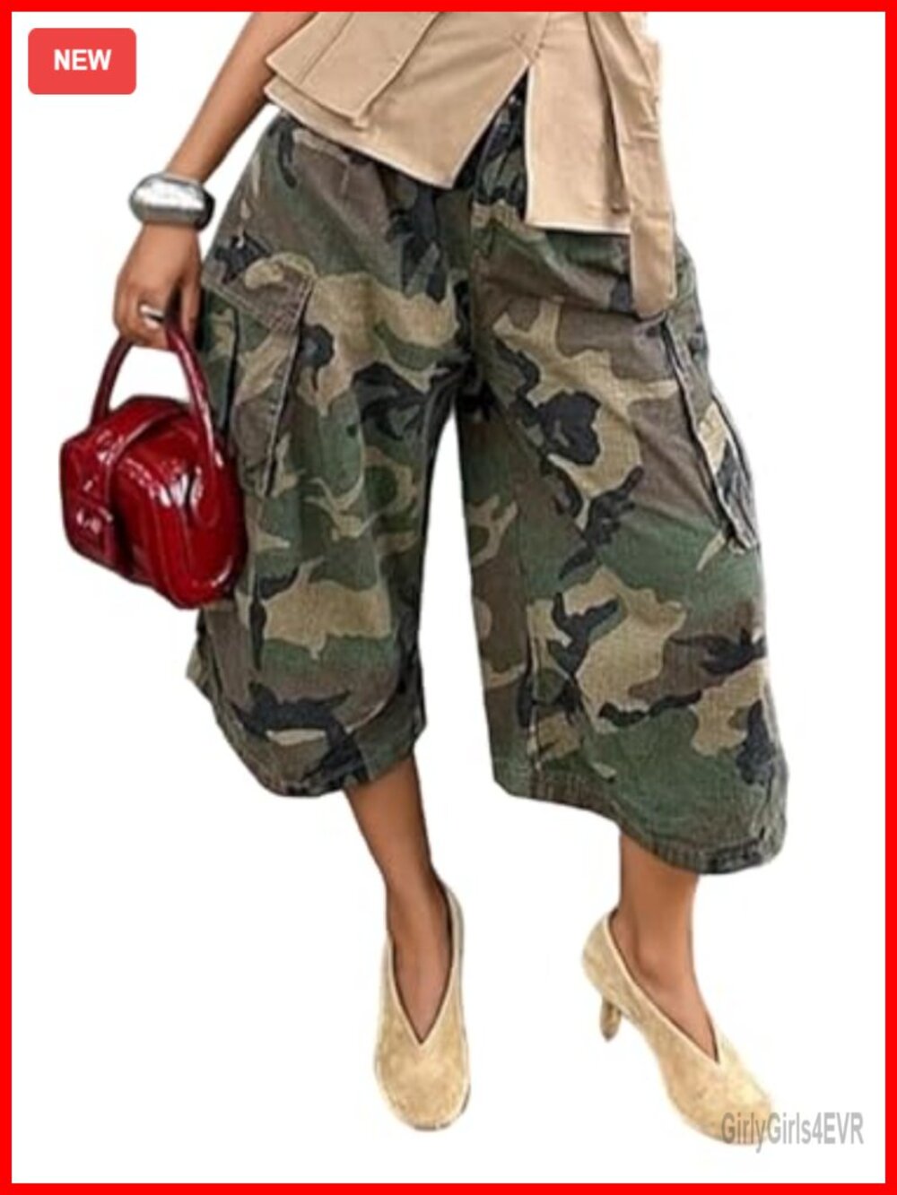 Baggy Camo Cargo Jeans High Waist Wide Leg Boyfriend Pants